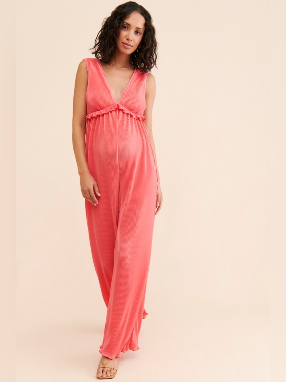 BRAND NEW - The Frolic X Free People - Coral Pleated Maternity Jumpsuit